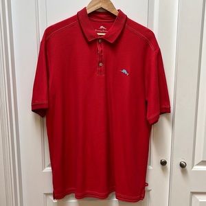 TOMMY BAHAMA Men's Short Sleeve Emfielder Pique Polo Shirt Size Large Red